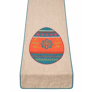 Artistic Accents Easter table runner embroidered egg lined holiday decor 73"